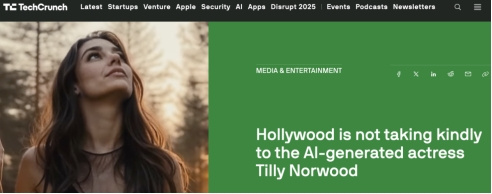 人工智能演员蒂莉&middot;诺伍德面临好莱坞和名人的强烈反对